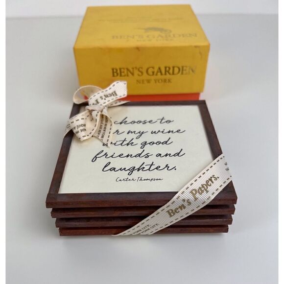 Bens Garden “We believe every hour can be happy” New Set of 4 Coasters - Picture 3 of 5